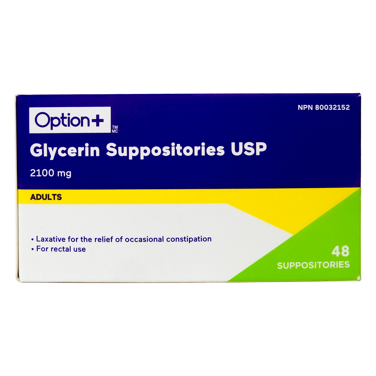 Option+ Glycerin Suppositories for Adults | 48 Suppositories