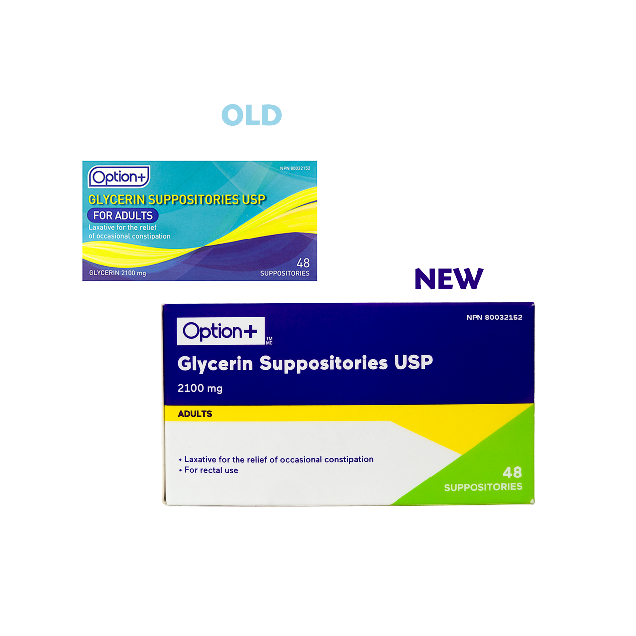 Option+ Glycerin Suppositories for Adults | 48 Suppositories