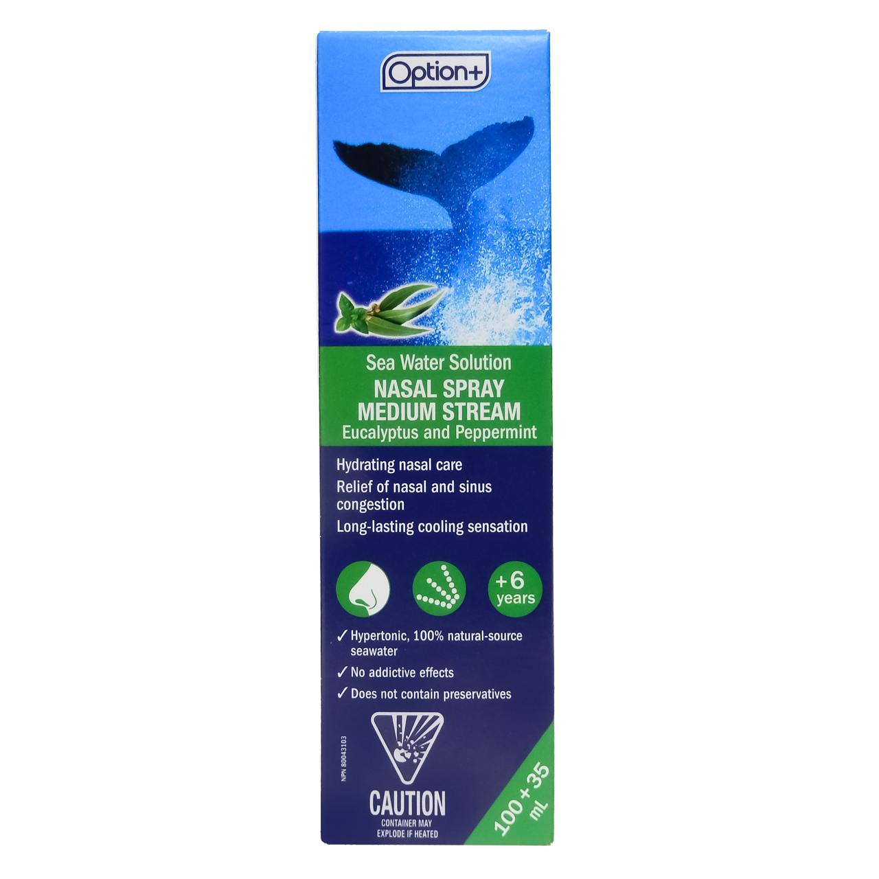 Option+ Sea Water Solution Nasal Spray - Eucalyptus & Peppermint | 135 mL