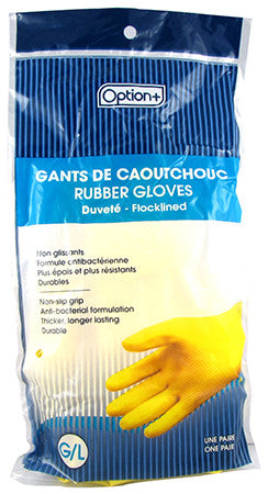 Option+ Rubber Gloves - Cotton Flocklined - Large | 1 Pair