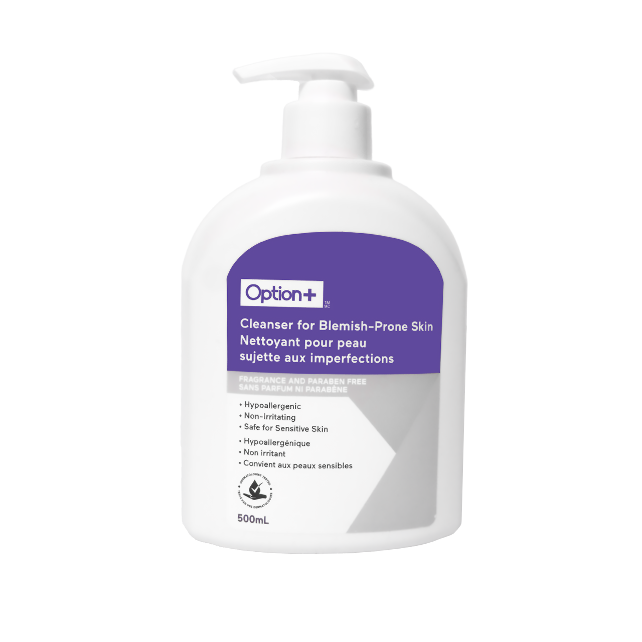 Option+ Hypoallergenic Skin Cleanser for Blemish Prone Skin | 500 mL