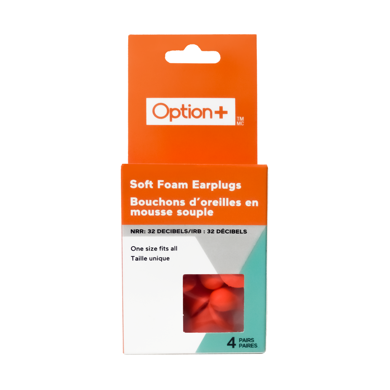 Option+ Soft Foam Earplugs | 4 Pairs