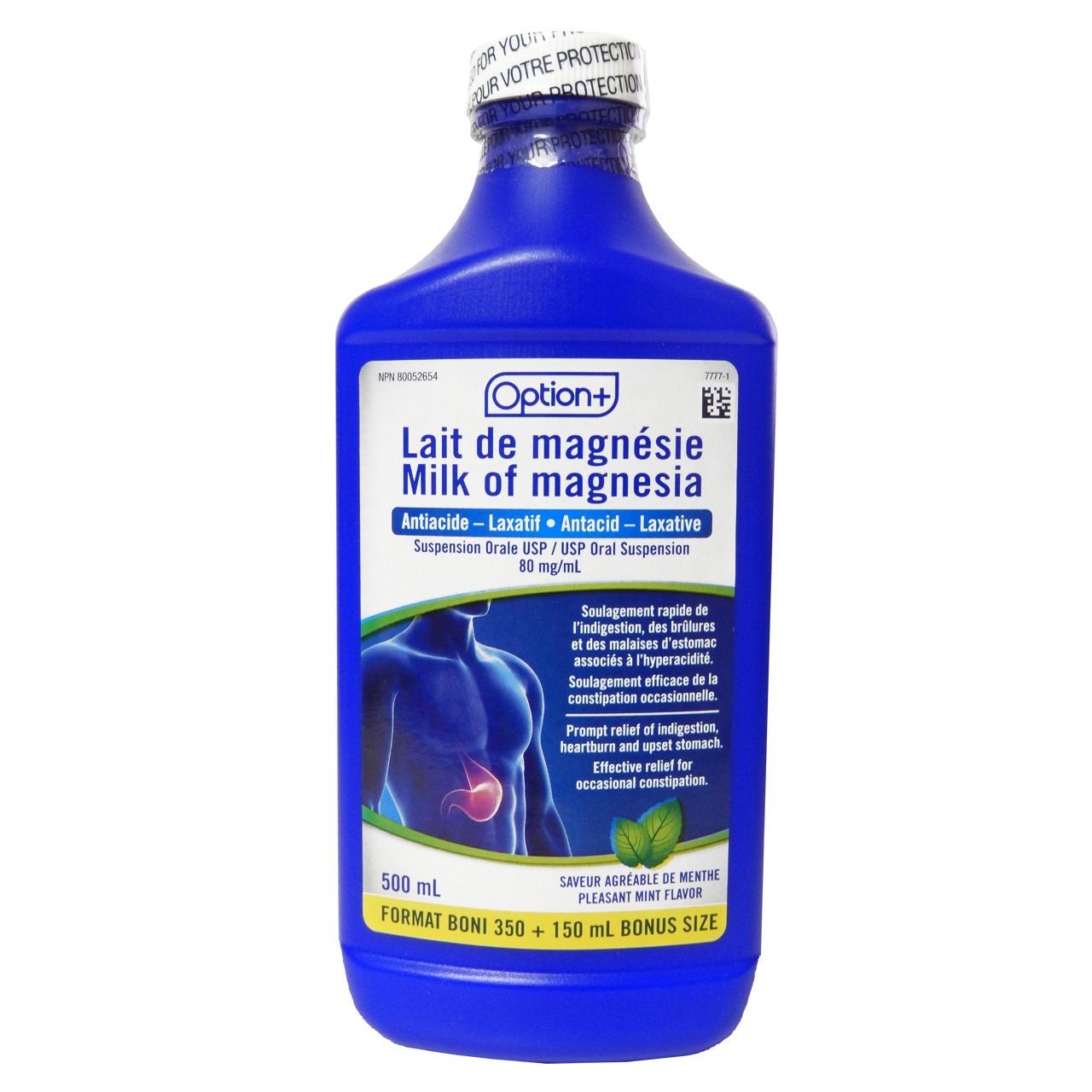 Option+ Milk of Magnesia Antacid/Laxative | 500 mL