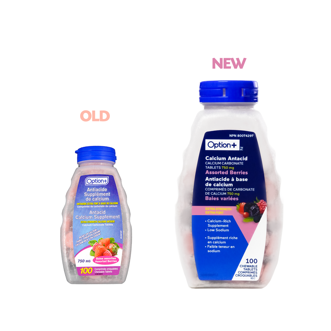 Option+ Extra Strength Calcium Antacid Supplement - Assorted Berries | 100 Chewable Tablets