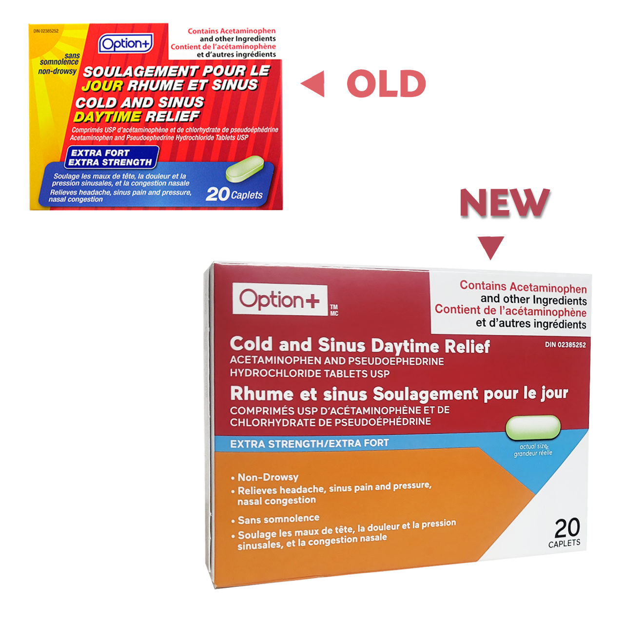 Option+ Extra Strength Cold & Sinus Daytime Relief | 20 Caplets