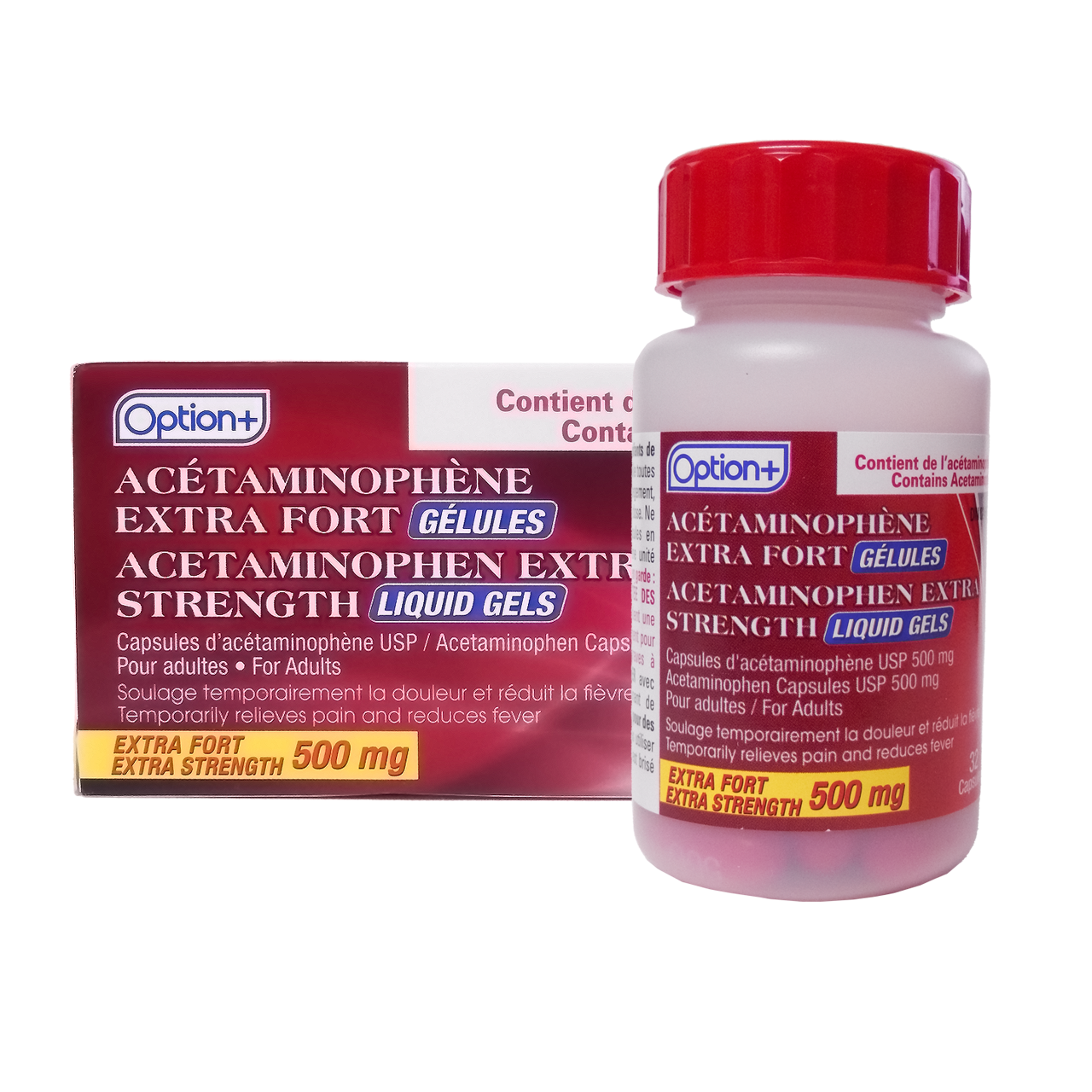 Option+ Acetaminophen Extra Strength Liquid Gels 500 mg | 32 Capsules