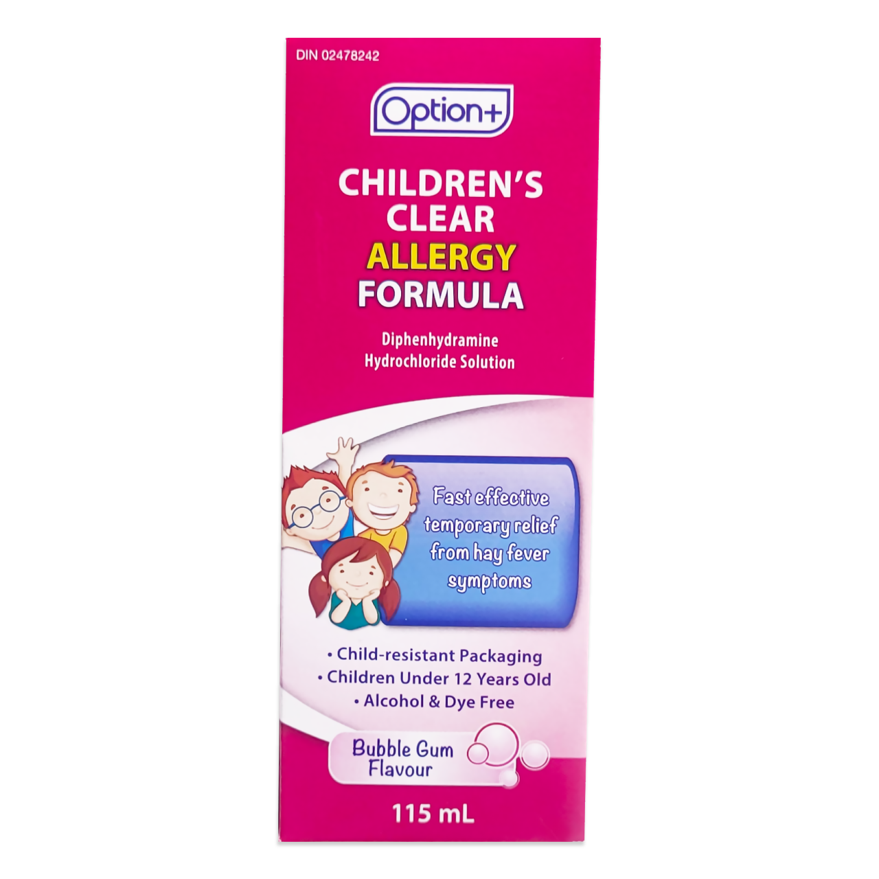 Option+ Children's Clear Allergy Formula - Bubble Gum | 115 mL