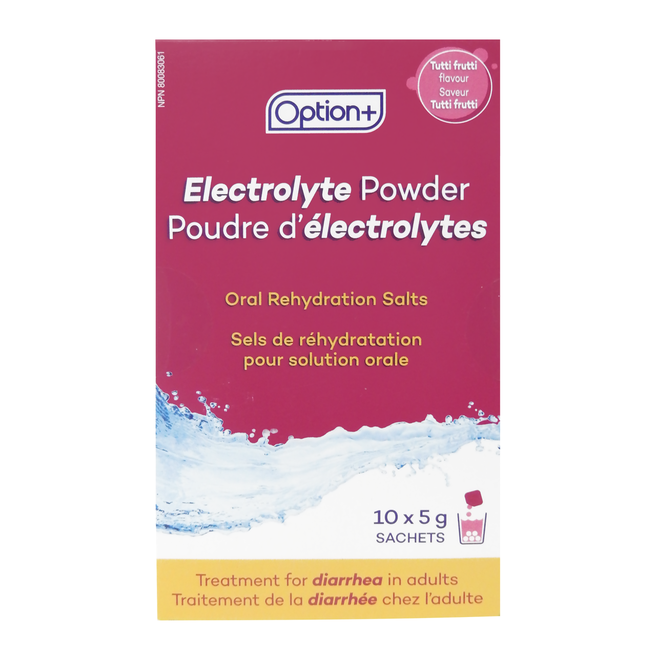 Option+ Electrolyte Powder Oral Rehydration Salts - Tutti Frutti | 10 x 5 g Sachets