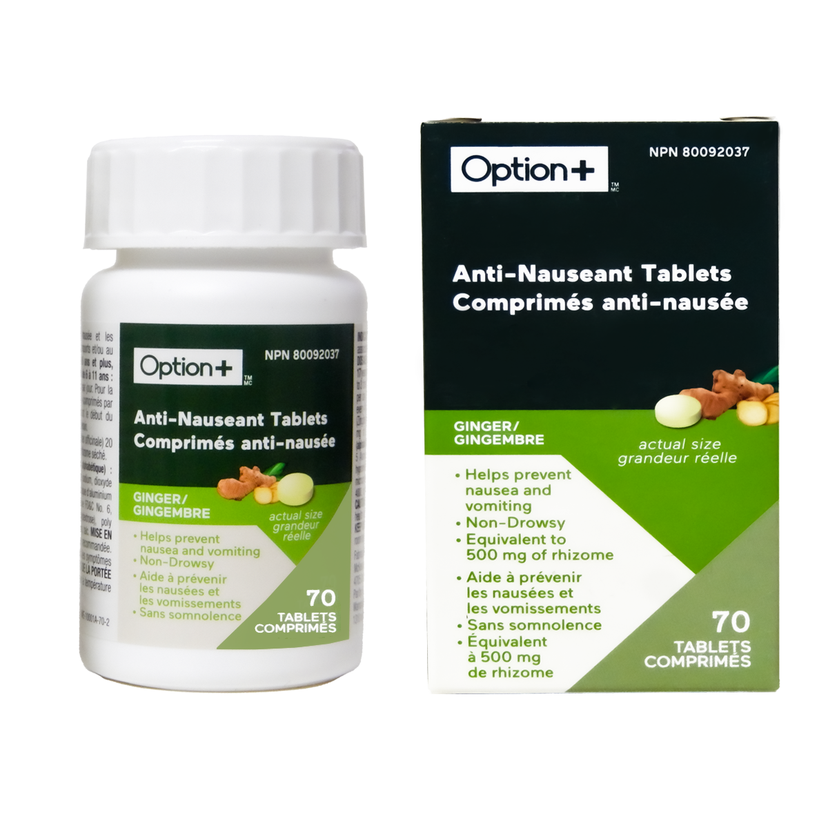 Option+ Ginger Anti Nauseant Tablets | 70 Tablets