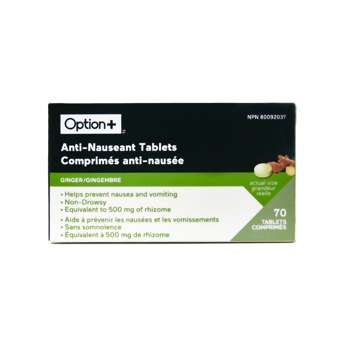 Option+ Ginger Anti Nauseant Tablets | 70 Tablets