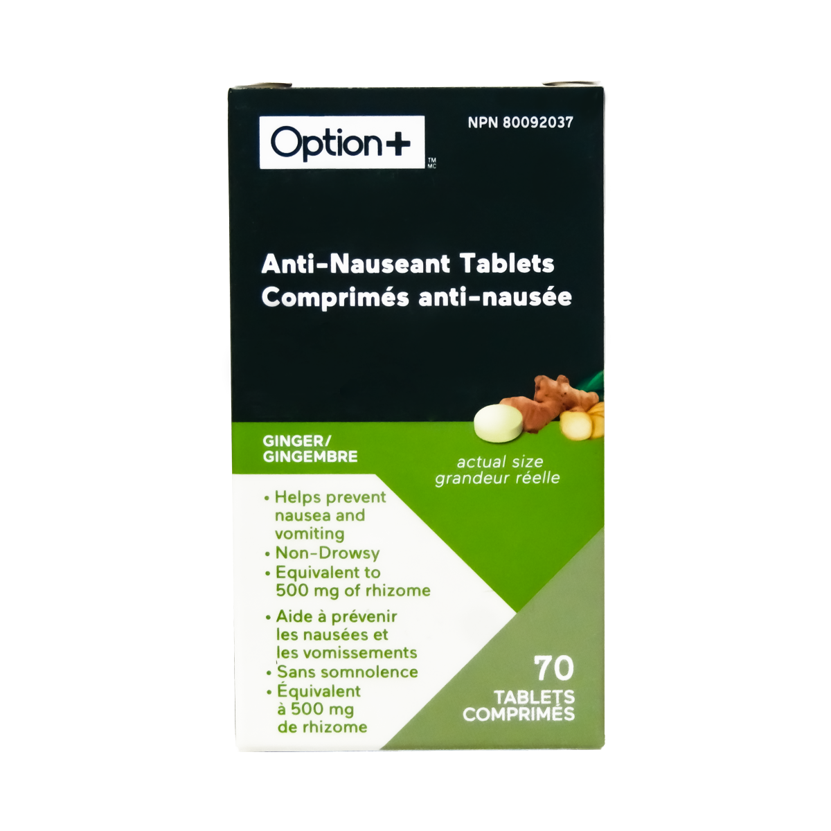 Option+ Ginger Anti Nauseant Tablets | 70 Tablets