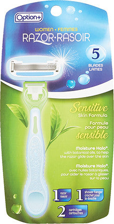 Option+ Women Razor - Sensitive Skin - 1 Razor and 2 Cartridges