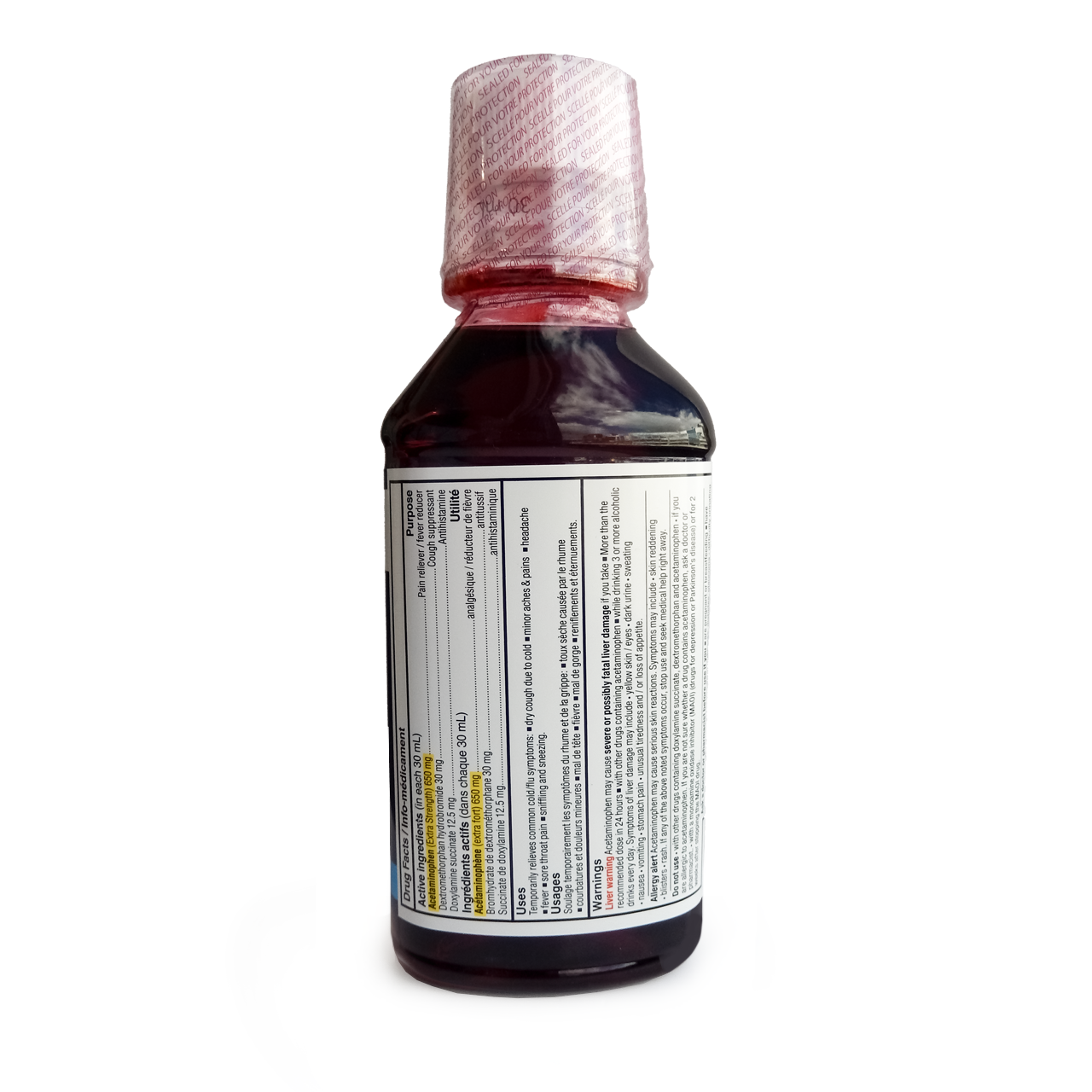 Option + - Nighttime Cold & Flu Relief Syrup - Cherry Flavour | 354 mL