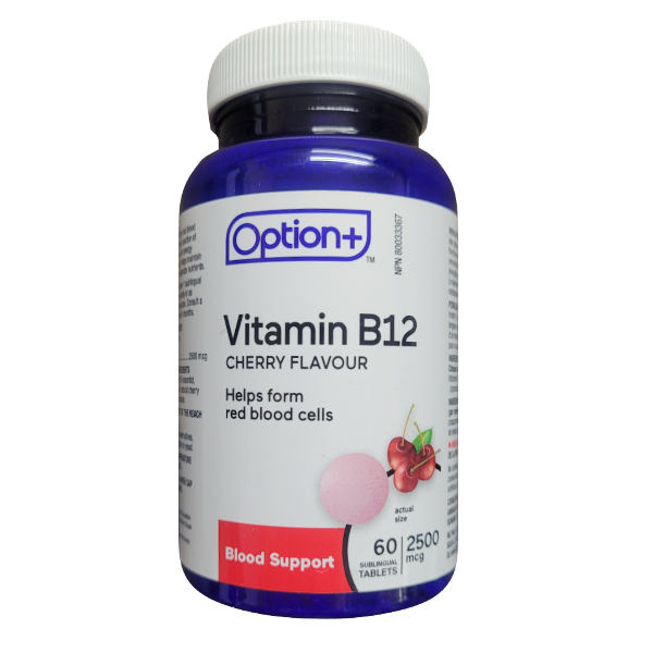 Option+ Vitamin B12 2500 mcg Multivitamin - Cherry Flavor | 60 Tablets