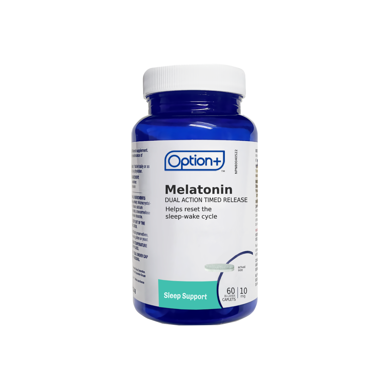 Option+ Melatonin Dual Action Time Release - 10MG | 60 Bi-Layered Caplets