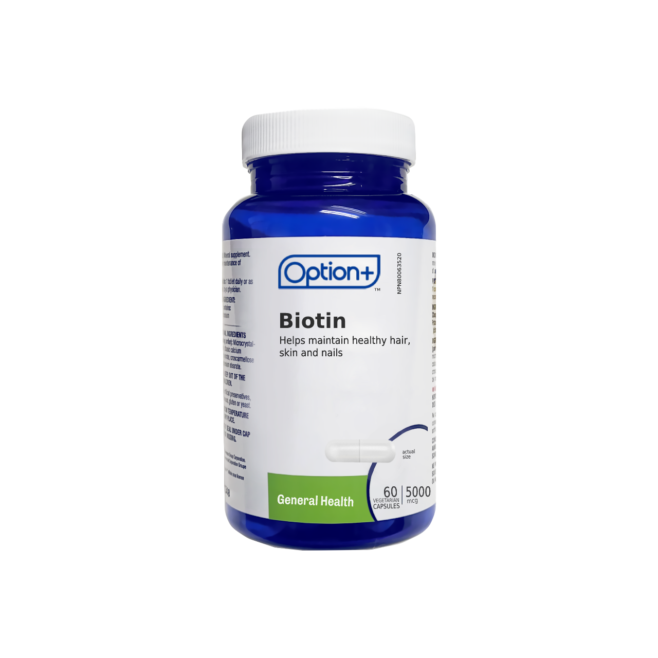 Option+ Biotin 5000 mcg | 60 Capsules