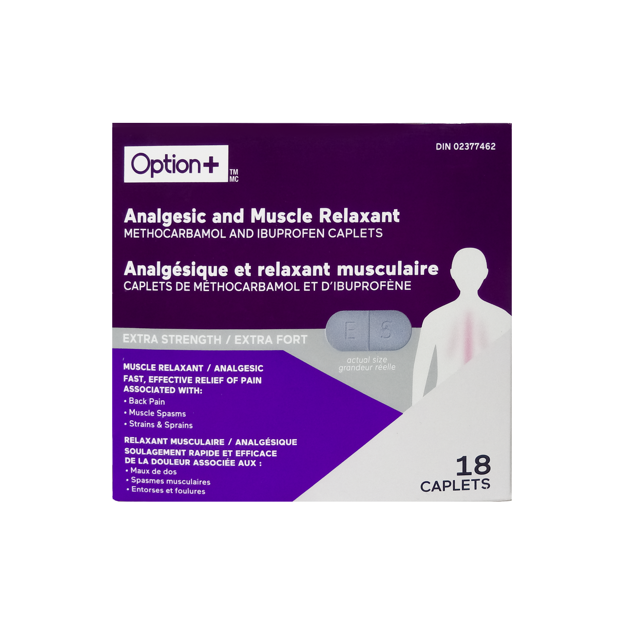 Option+ Extra Strength Analgesic & Muscle Relaxant | 18 Caplets