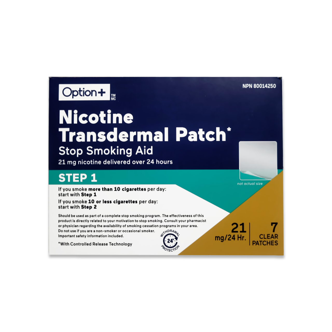 Option+ Nicotine Transdermal Patch Stop Smoking Aid - Step 1 | 7 Patches