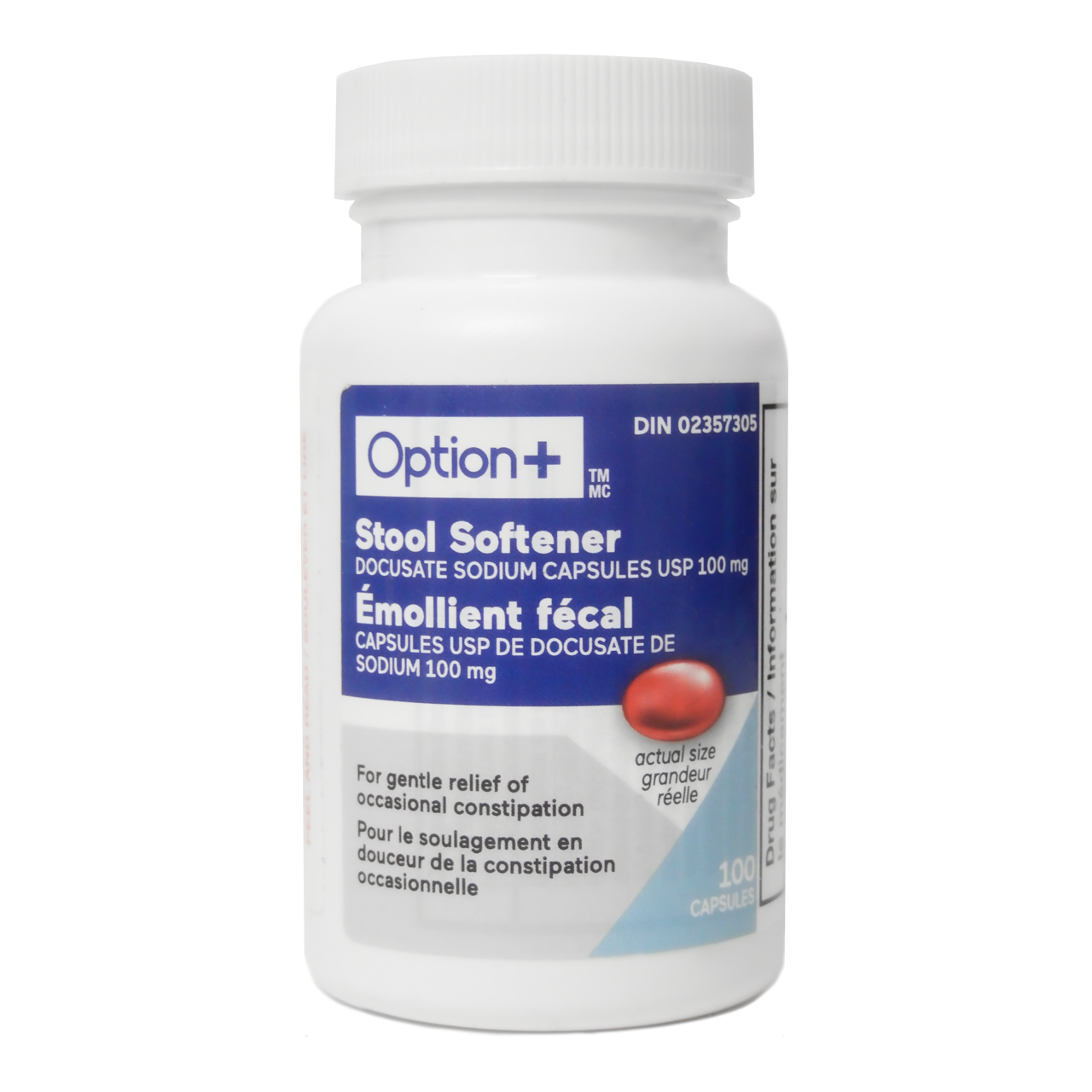 Option+ Stool Softener USP 100 mg | 100 Capsules