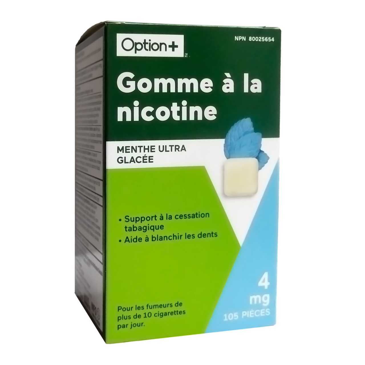 Option+ Nicotine Gum 4 mg, Ultra Ice Mint Flavour | 105 Pieces