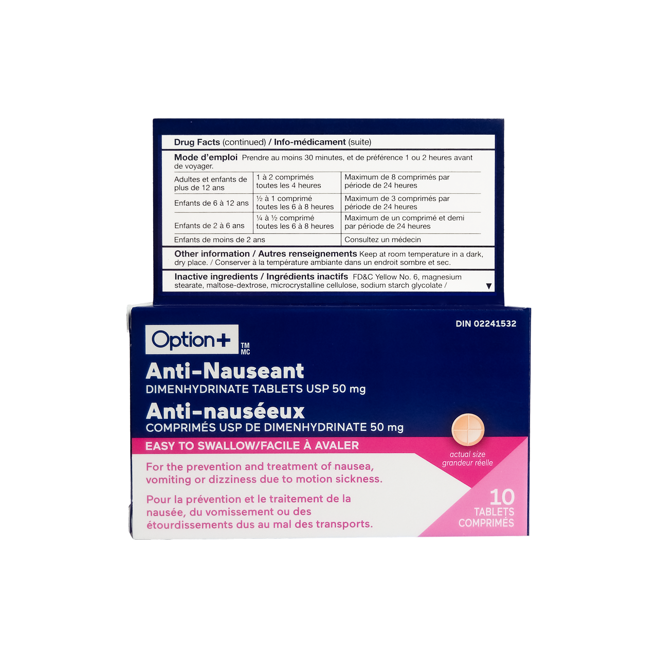 Option+ Anti-Nauseant Tablets 50 mg - Adults | 10 Tablets