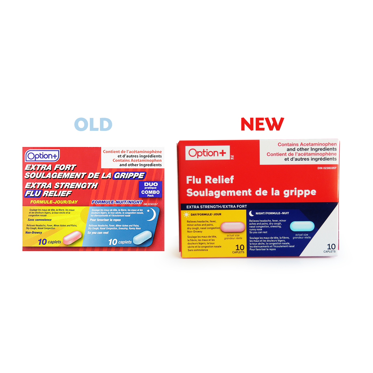 Option+ Extra Strength Flu Relief Daytime & Nighttime Relief | 10 Daytime + 10 Nighttime Caplets