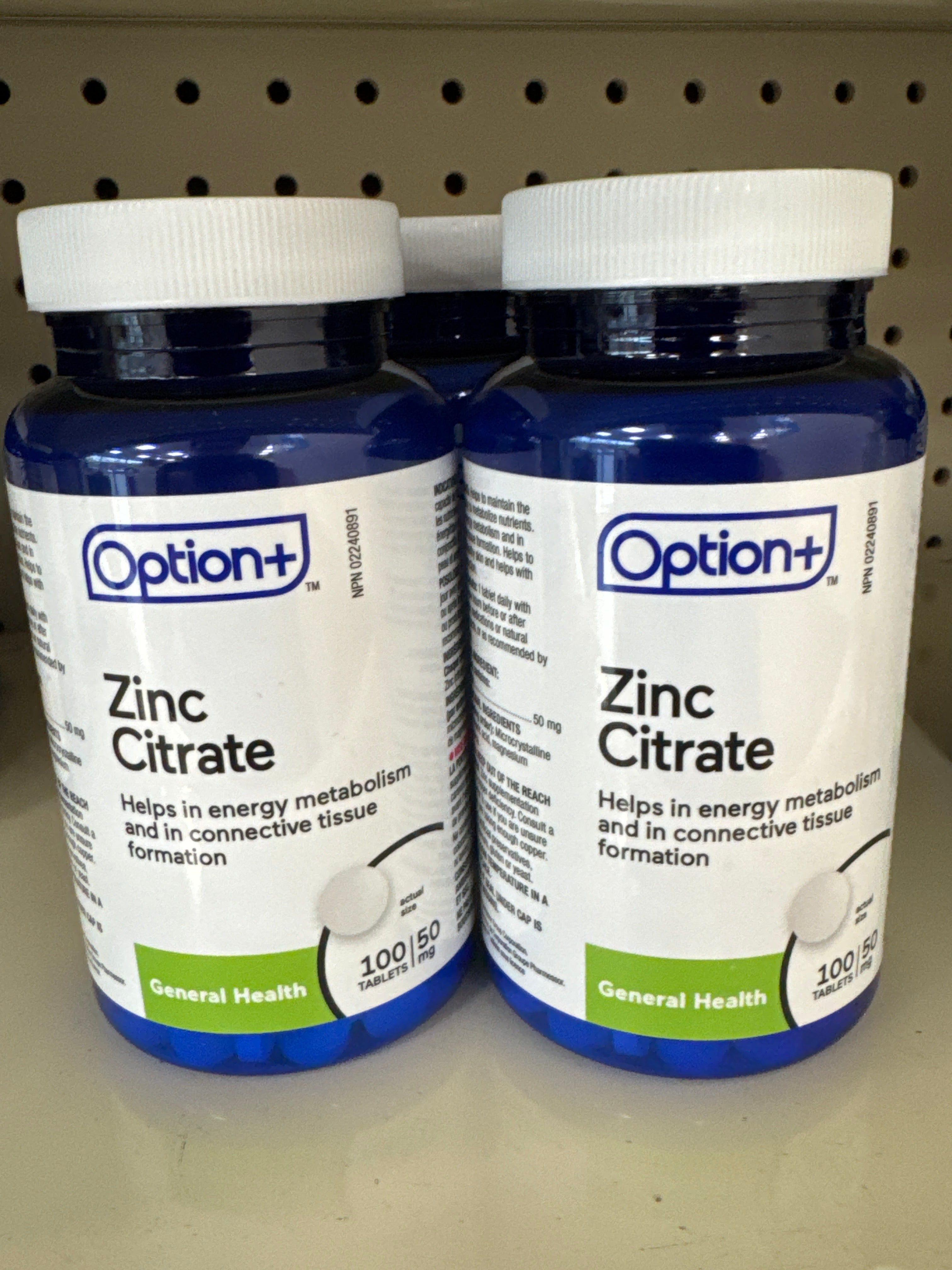 Option+ Zinc Citrate 100 Tablets | 50MG