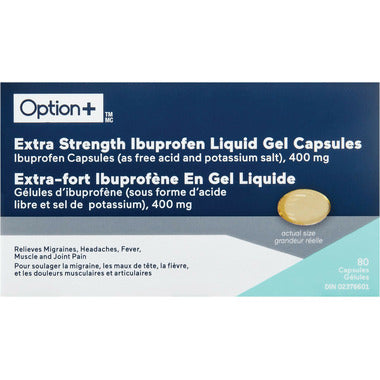 Option+ Extra Strength Ibuprofen Liquid Gel Capsules 400mg