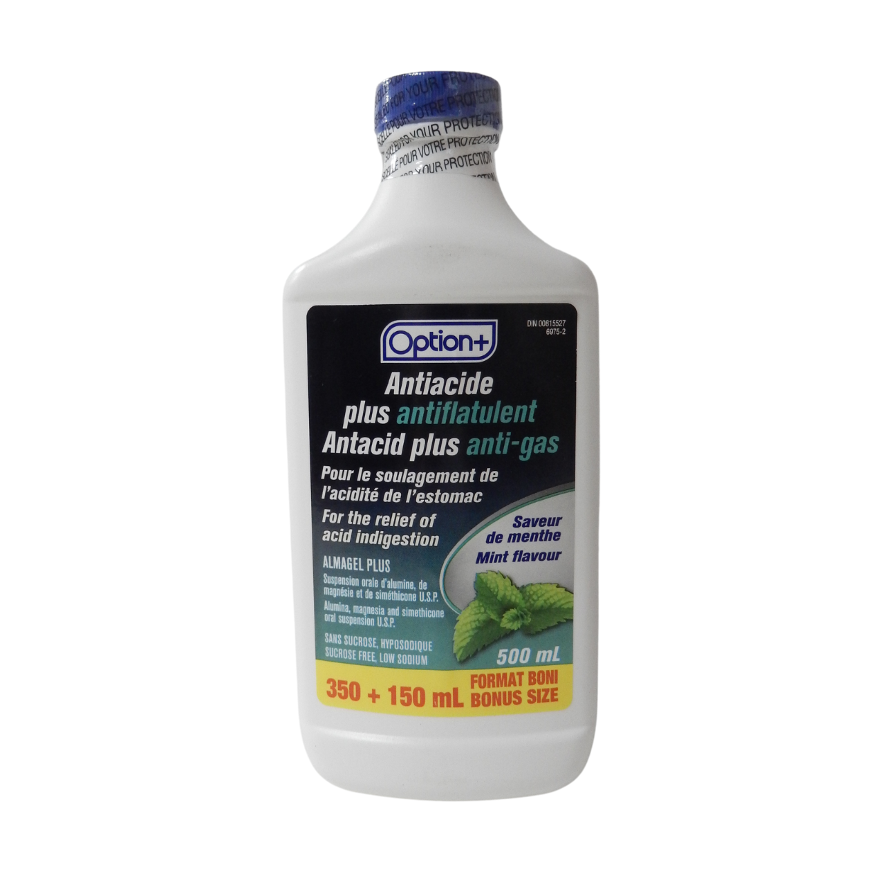 Option+ Antacid Plus Anti-Gas Liquid - Mint Flavour | 500 mL