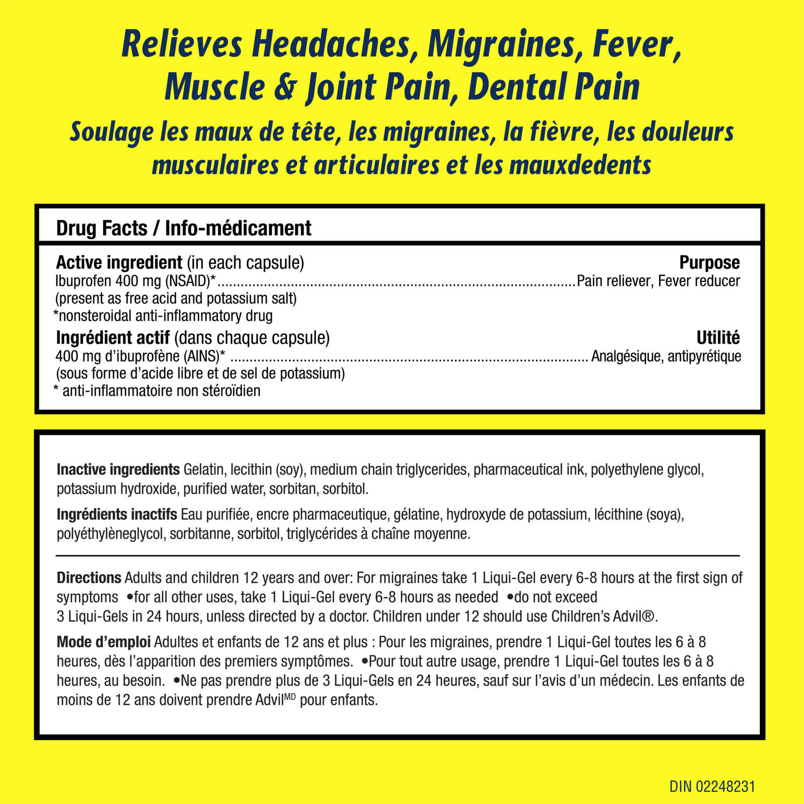 Advil Extra Strength Liqui-Gels for Headaches, Migraines, and Pain Relief, 400 mg Ibuprofen, 24 Count