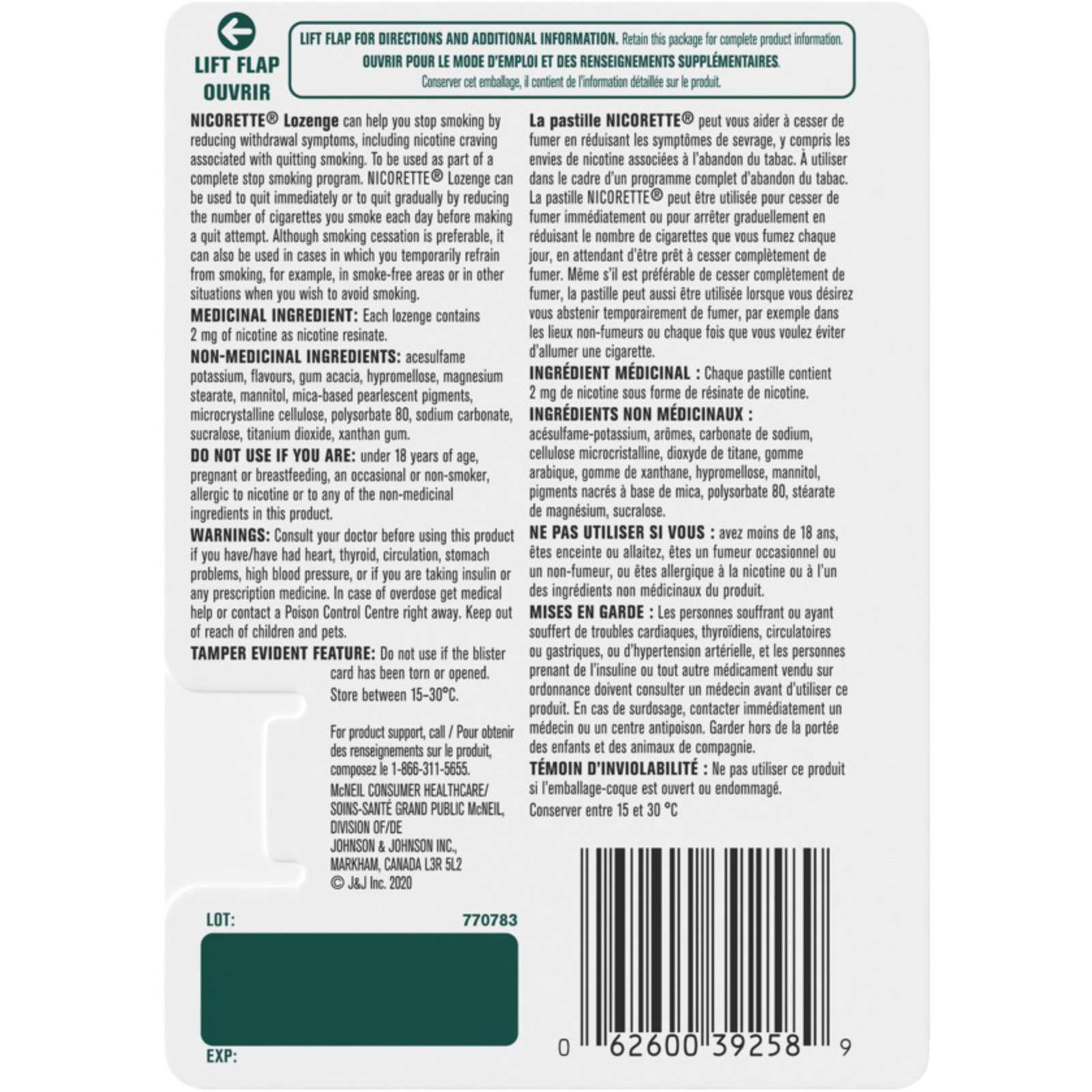 Nicotine Lozenges, 2mg, Mint, 20 Count