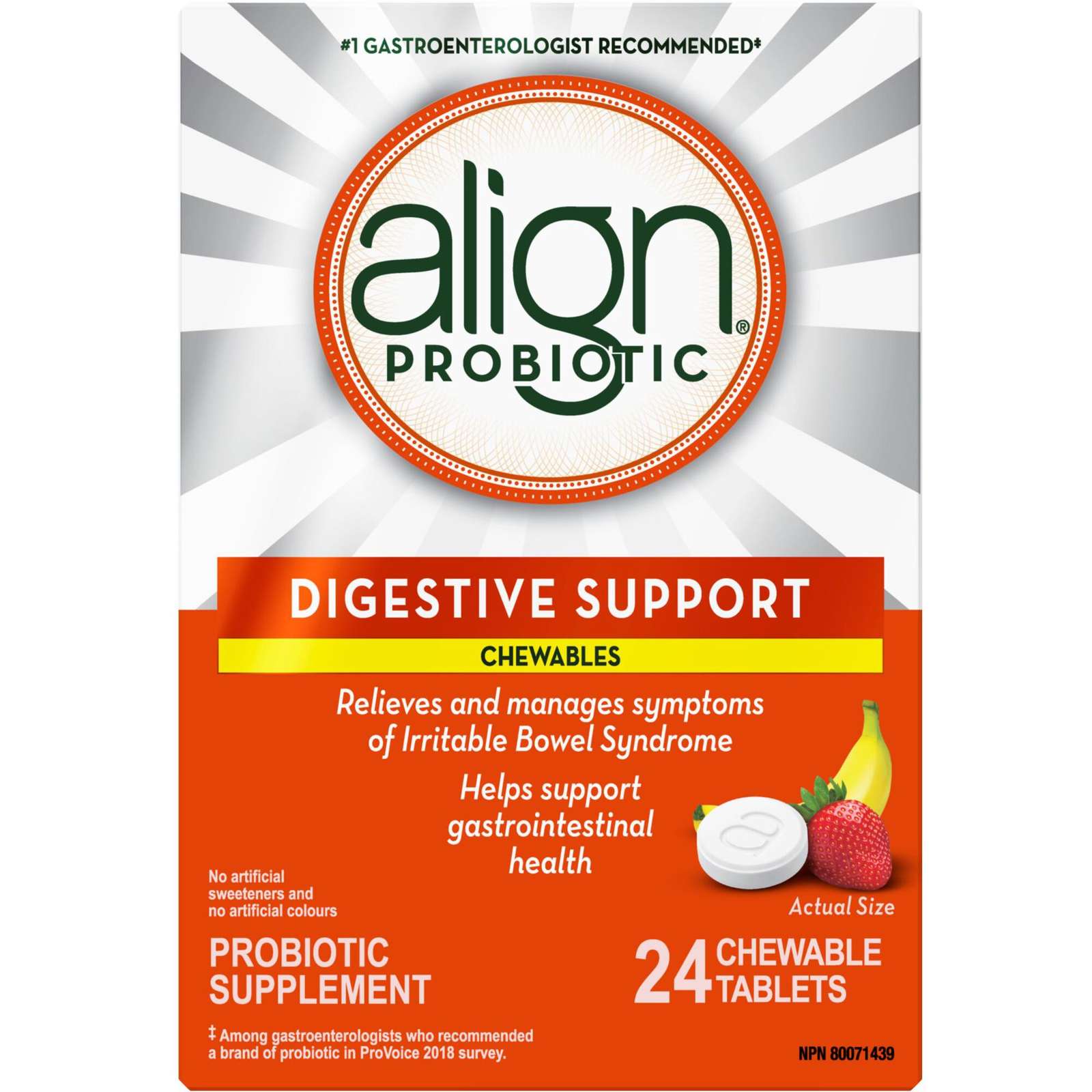 Align Probiotic, Chewables, daily probiotic supplement for digestive care, 24 chewable tablets, #1 Recommended Probiotic Brand by Doctors‡