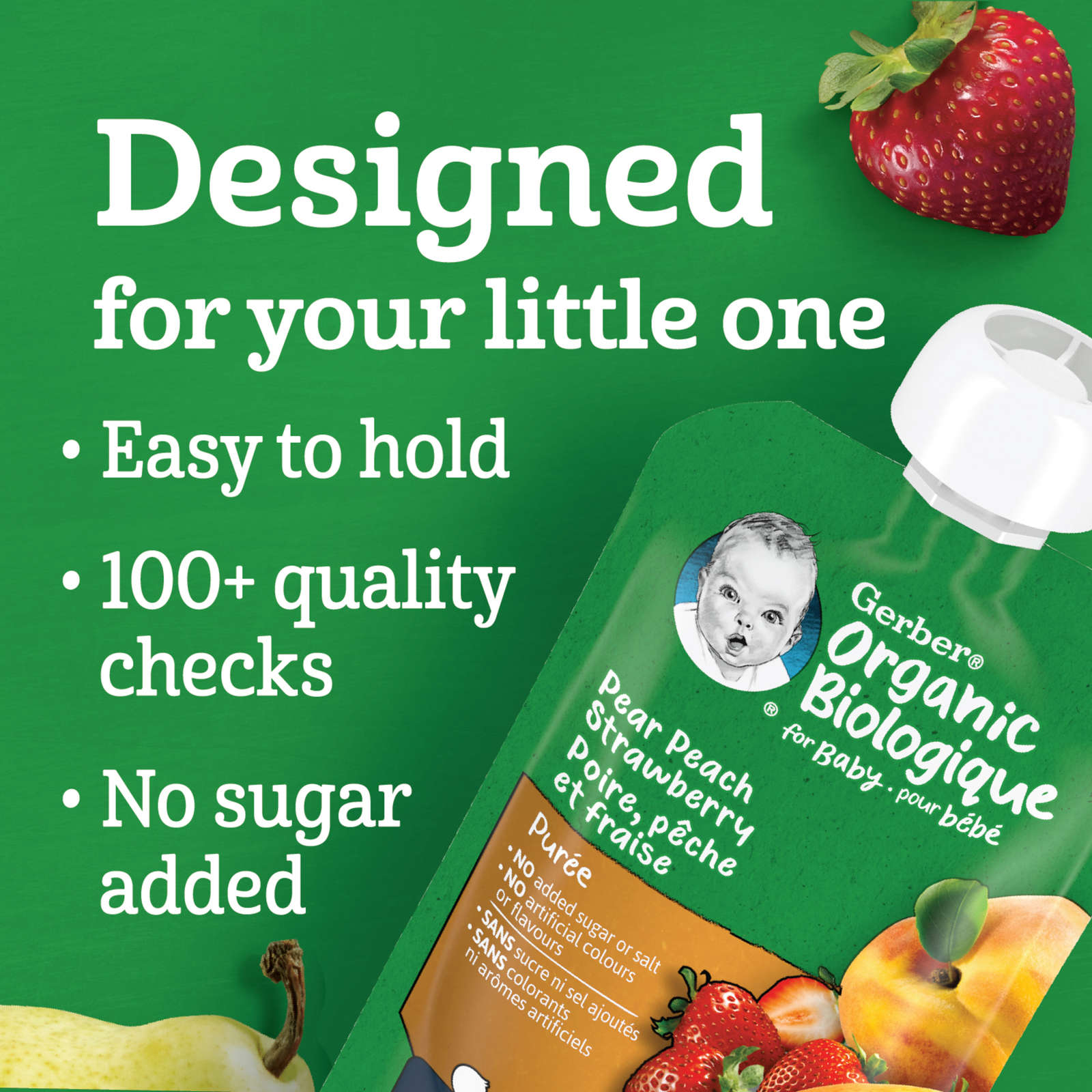 Organic Purée Pear Peach Strawberry Baby Food