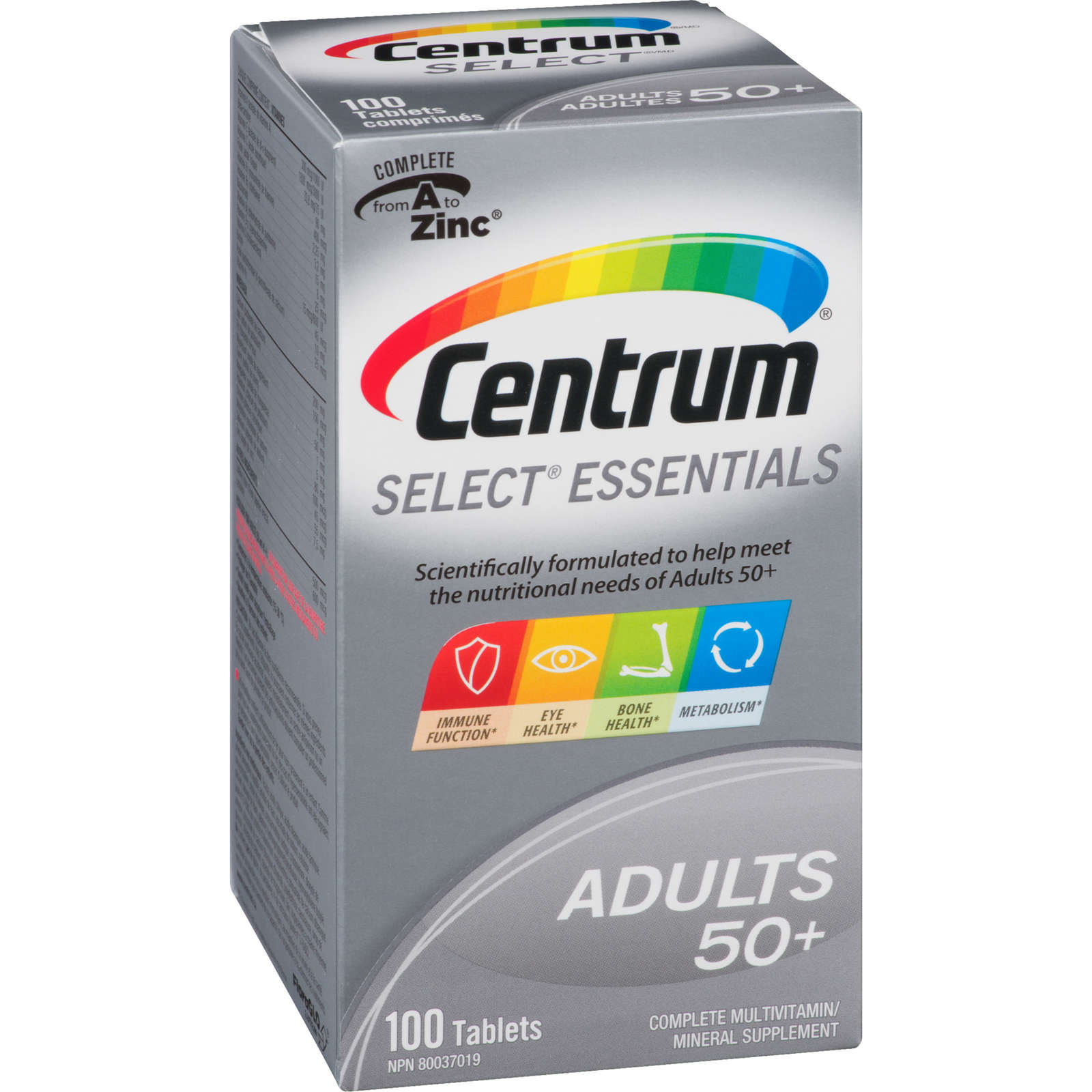 Centrum Select Essentials Adults 50+ Multivitamin and Multimineral Supplement Tablets, 100 Count