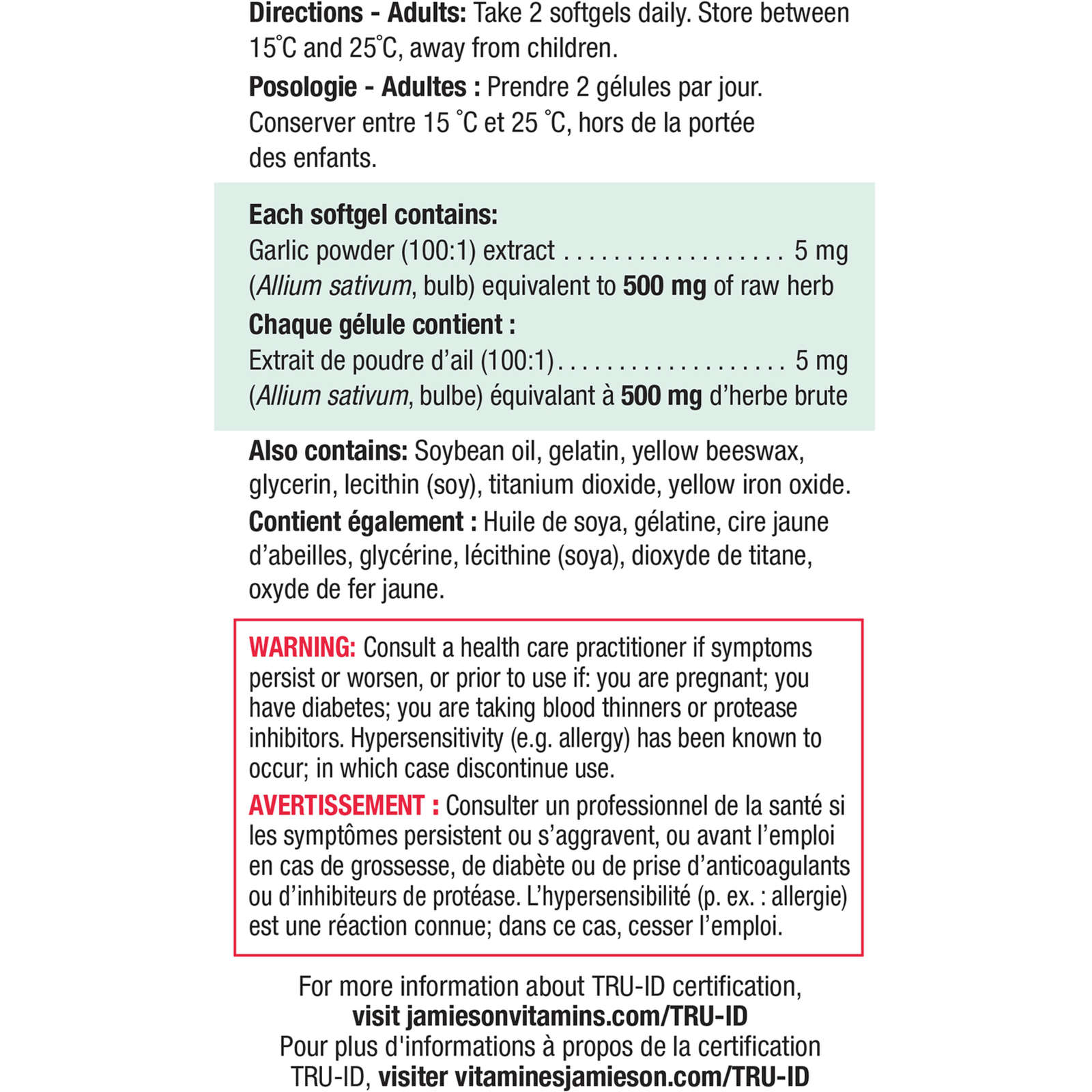 Odourless Garlic 500 mg