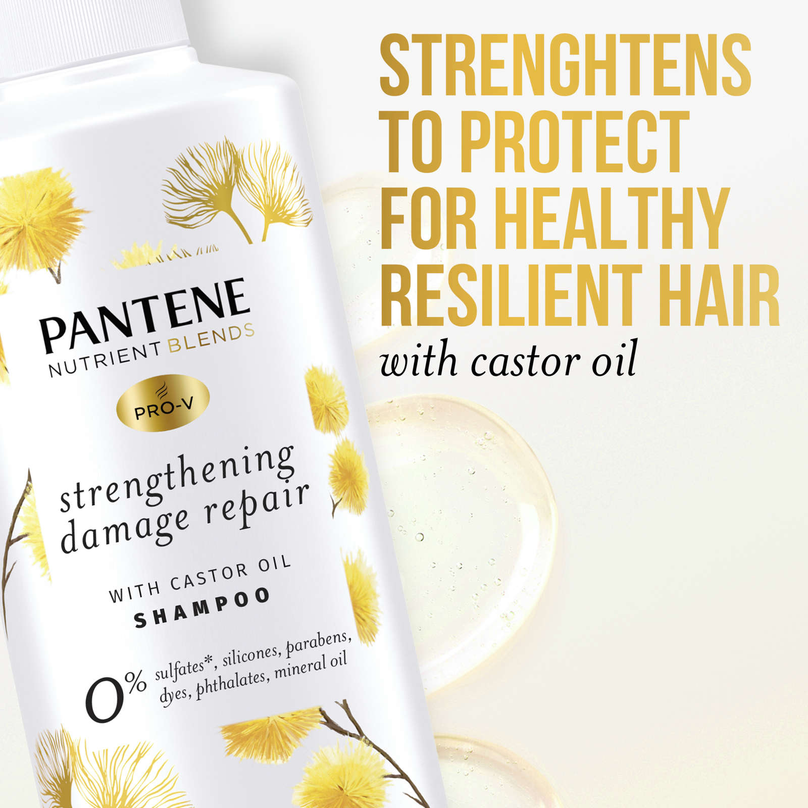 Sulfate Free Shampoo, Hair Strengthening Anti Frizz Damage Repair with Castor Oil, Safe for Color Treated Hair, Nutrient Blends