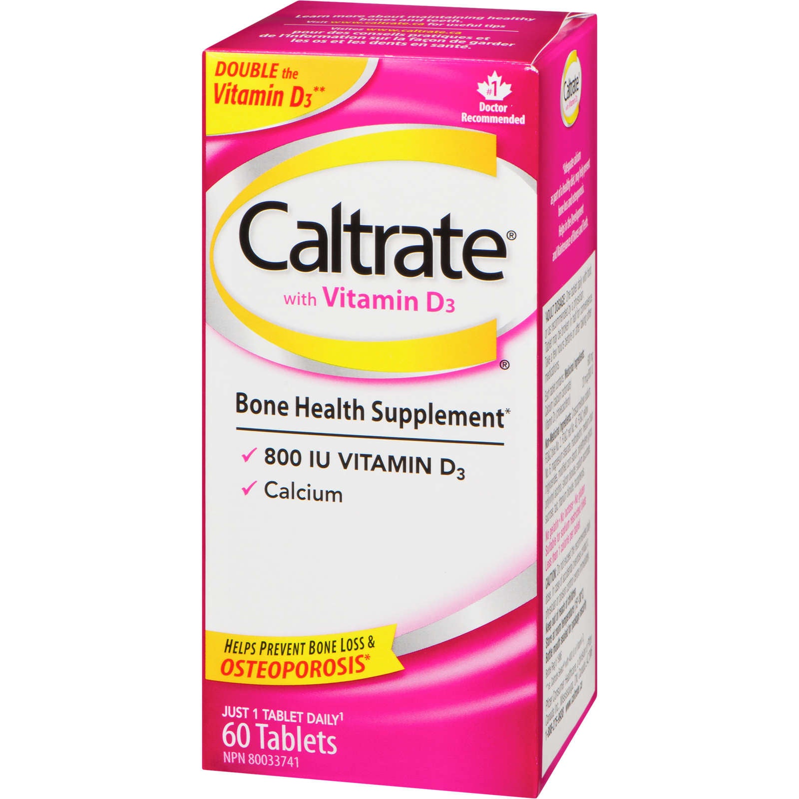 Caltrate Calcium & Vitamin D3 Bone Health Supplement Tablets, 60 Count