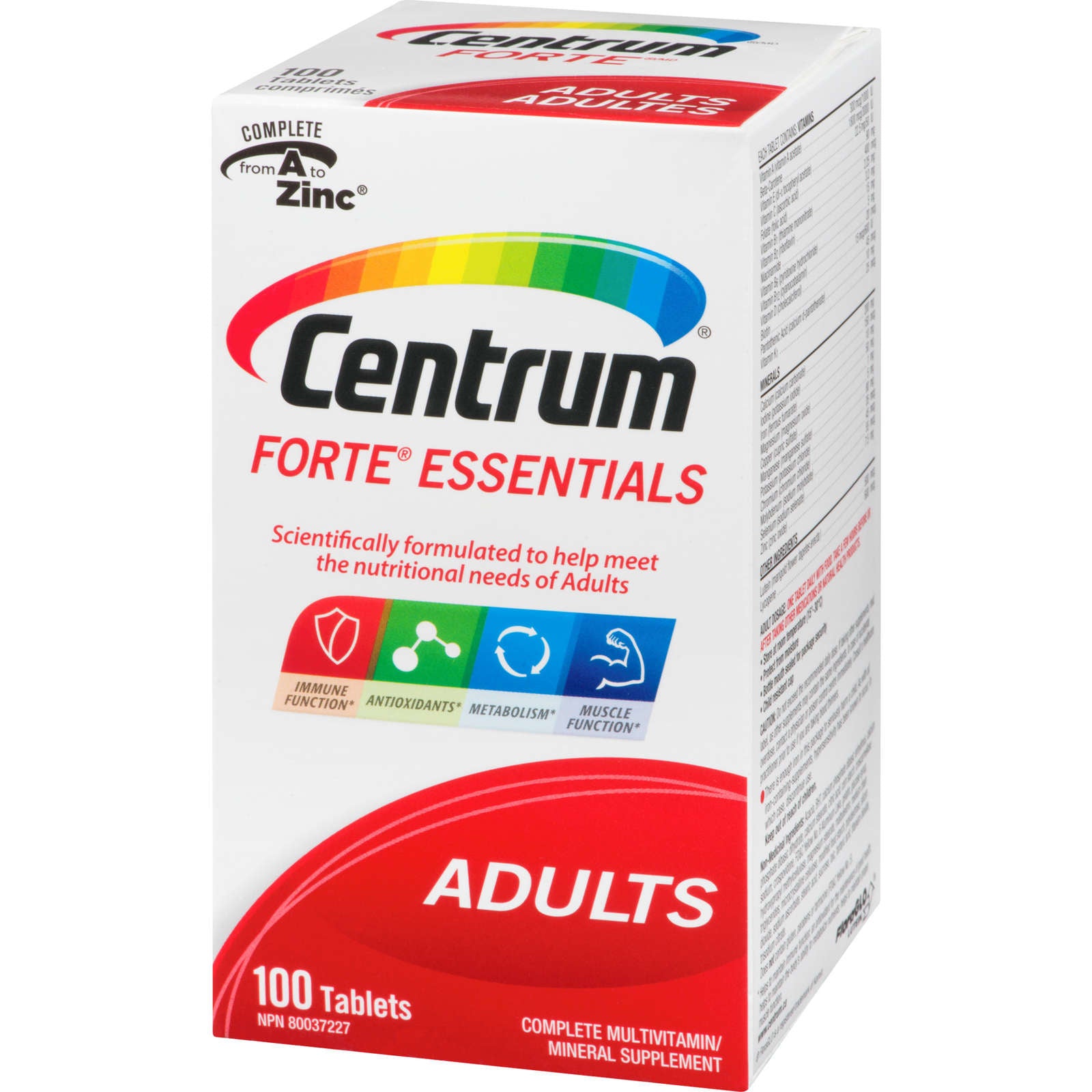 Centrum Forte Essentials Adult Multivitamin and Multimineral Supplement Tablets, 100 Count