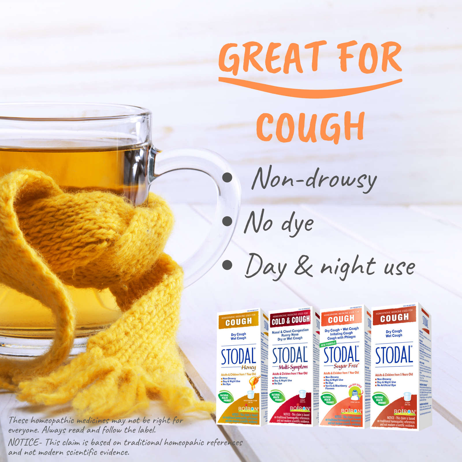 Stodal Multi-Symptom for Nasal & Chest Congestion, Runny Nose, Dry or Wet Cough and Minor Sore Throat