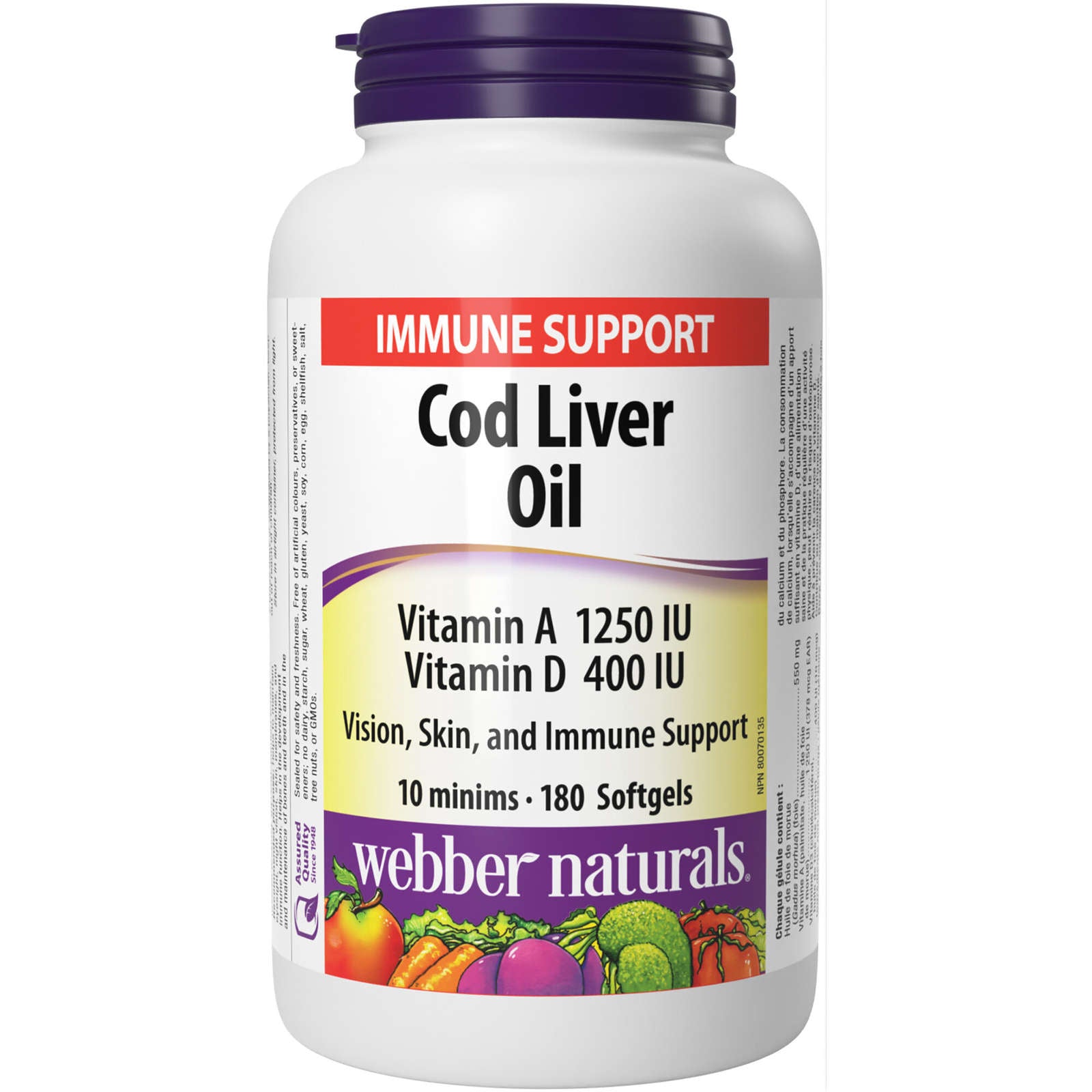 Cod Liver Oil Vitamin A Vitamin D 1250 IU/400 IU