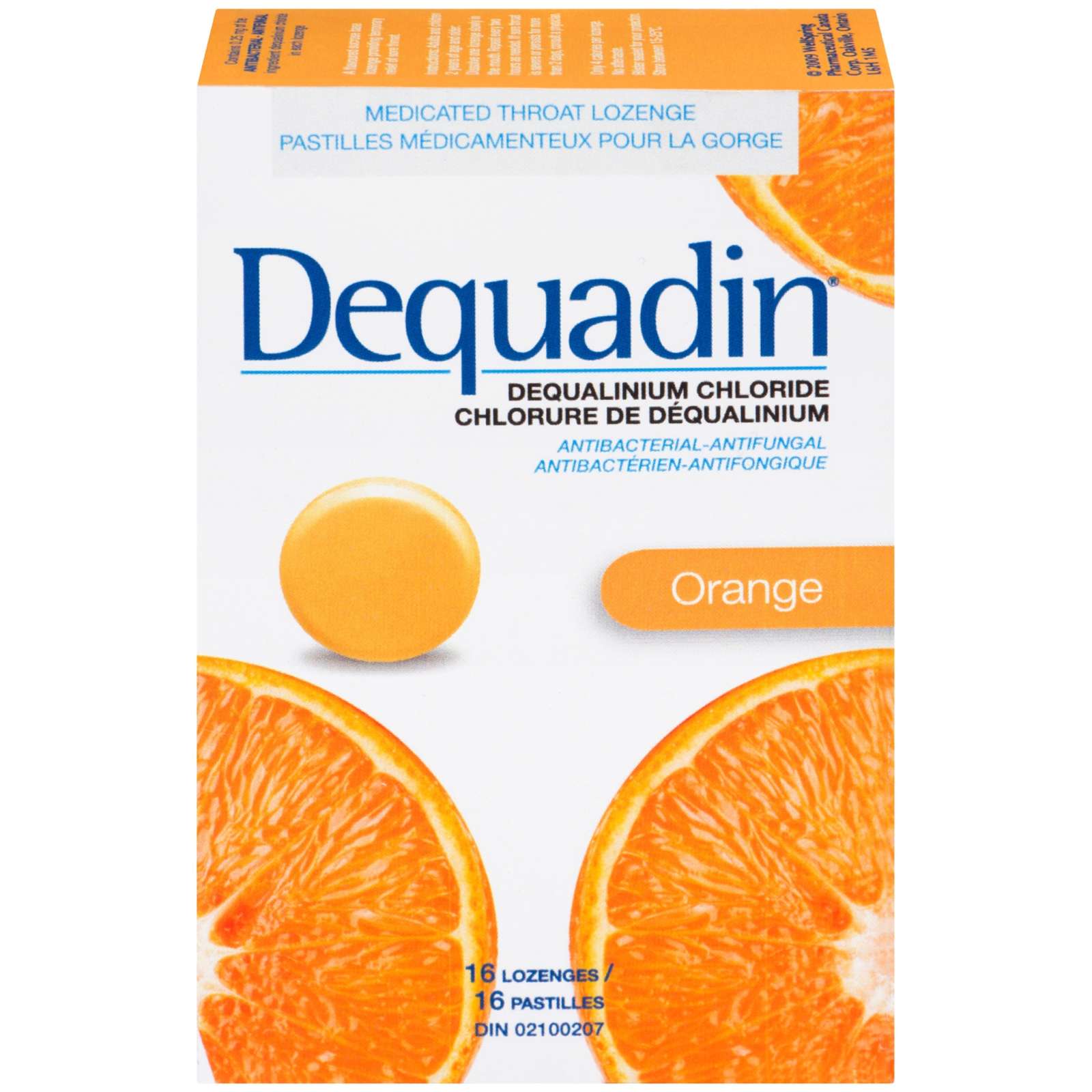 Dequadin Dequalinium Chloride Orange 16 Lozenges