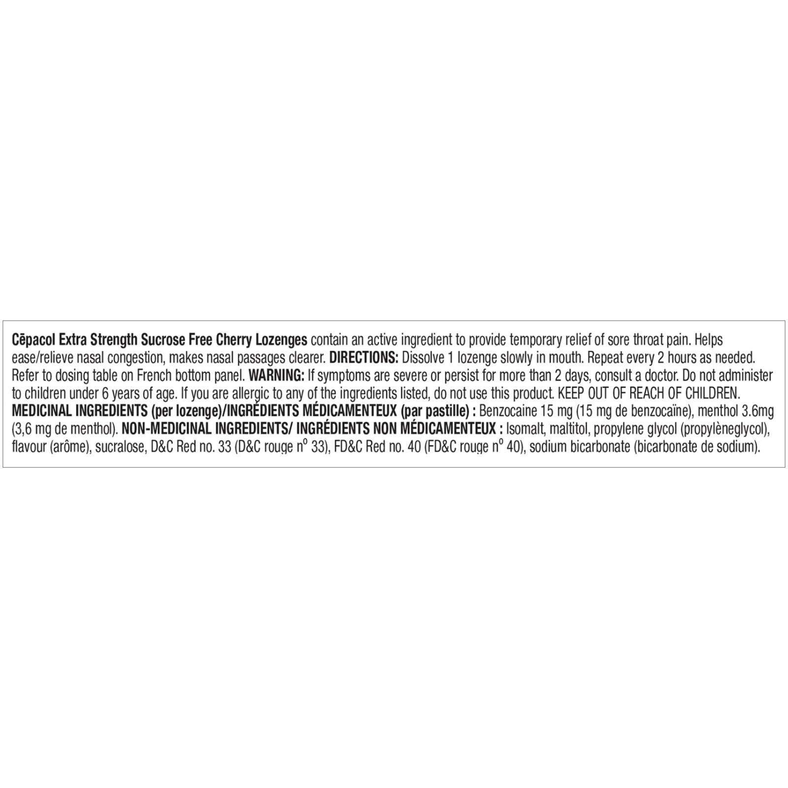 Cepacol® Extra Strength Sucrose Free Cherry, Sore Throat Lozenges, 16 ct