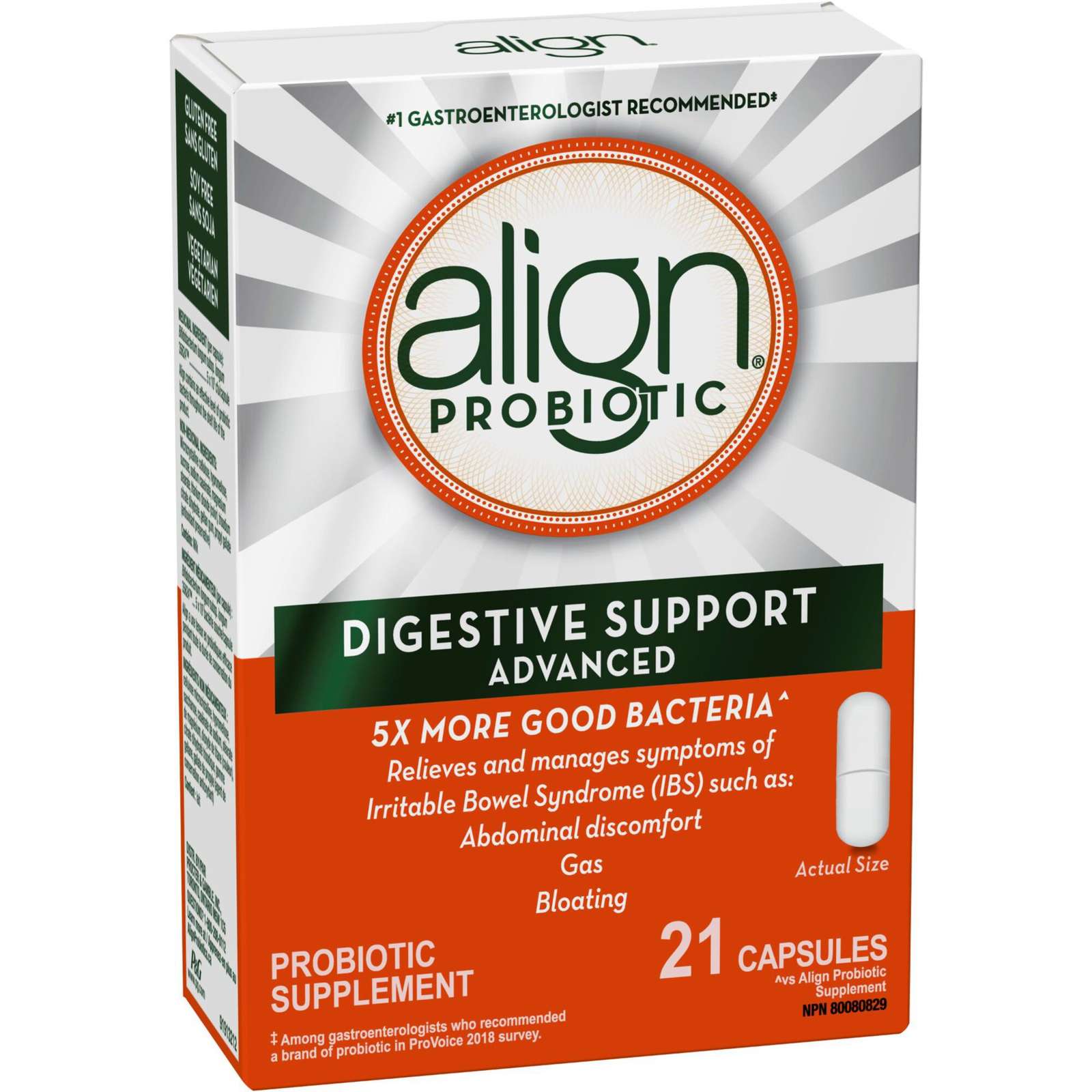 Align Advanced Probiotic, daily probiotic supplement for digestive care, 21 vegetarian capsules, #1 Recommended Probiotic Brand by Doctors‡