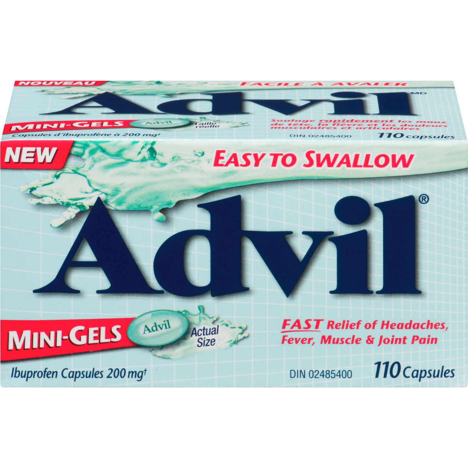 Advil Regular Strength Mini-Gels Ibuprofen Capsules for Headaches and Pain Relief, 200 mg, 110 Count