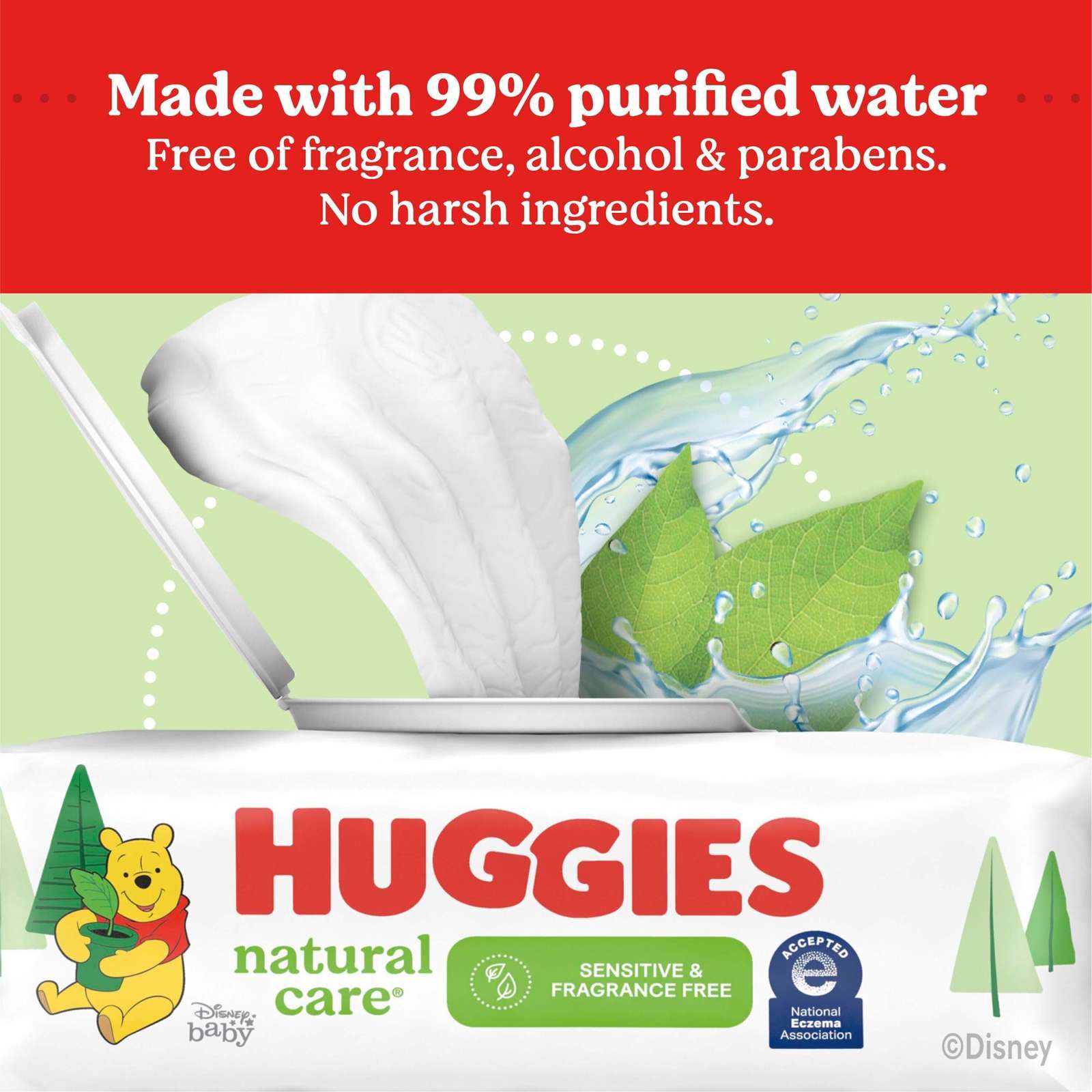 Huggies Natural Care Sensitive Baby Wipes, Unscented, 6 Flip Lid Packs (288 Wipes Total)