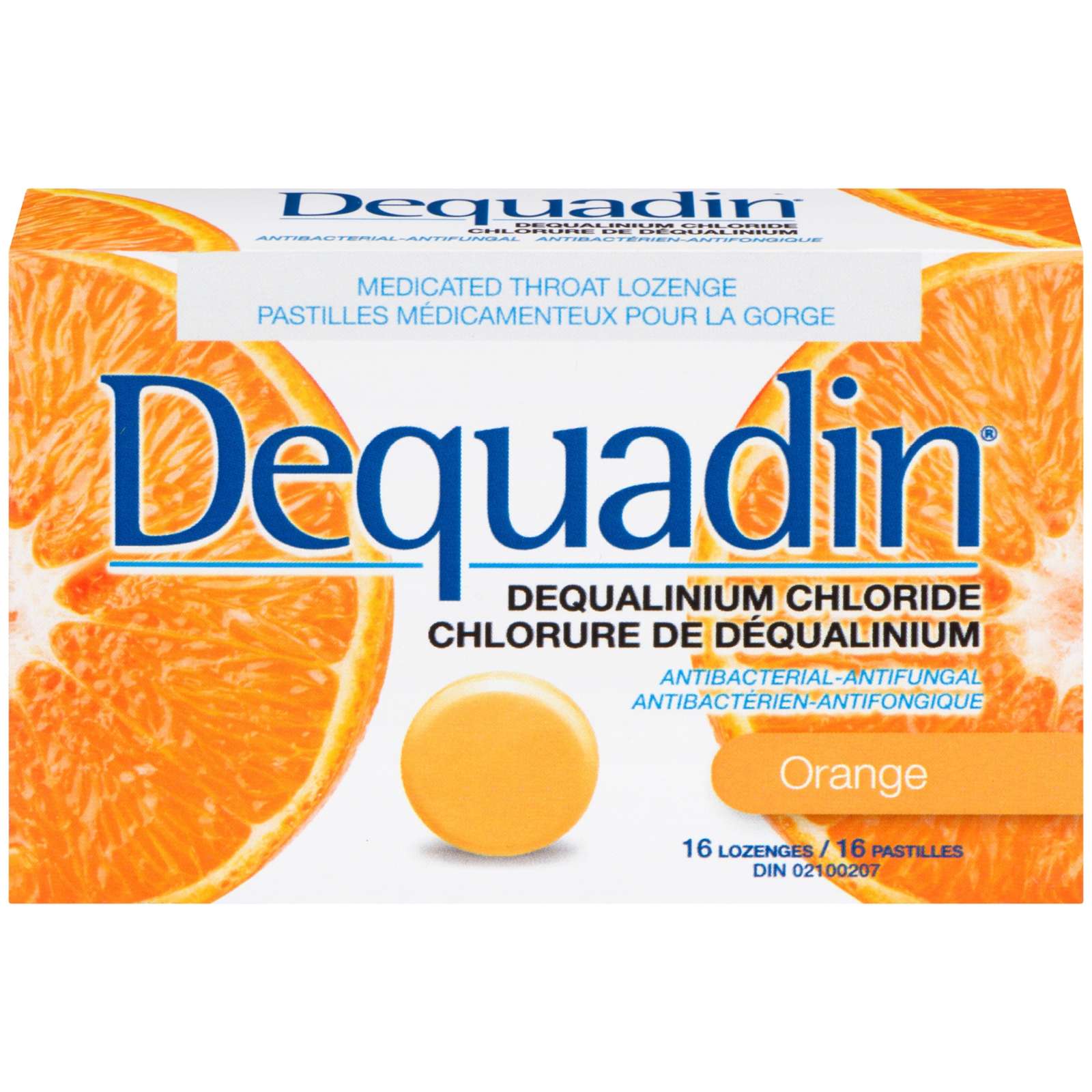 Dequadin Dequalinium Chloride Orange 16 Lozenges