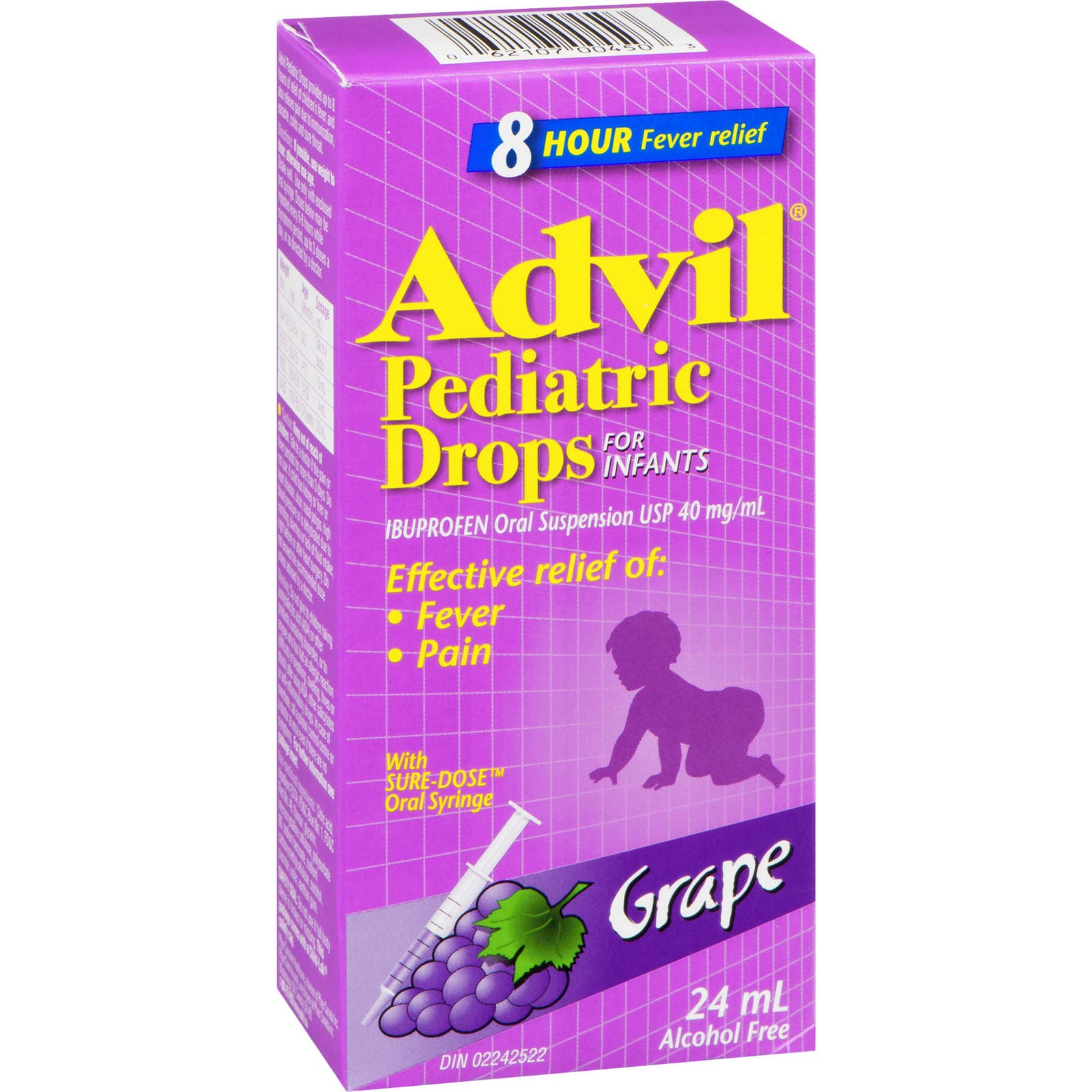 Advil Pediatric Drops for Infants for Fever and Pain Relief, Grape, 24 mL