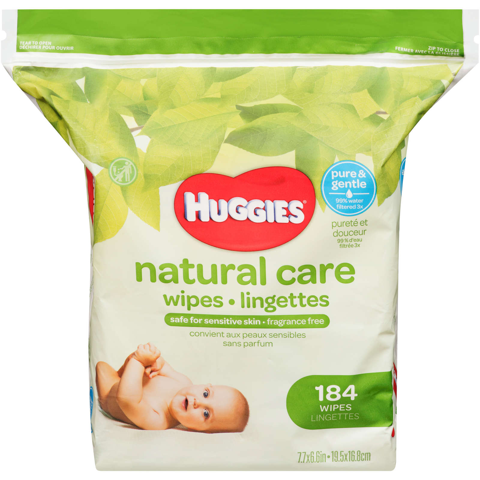 Natural Care Sensitive Baby Wipes, Unscented, 1 Refill Pack