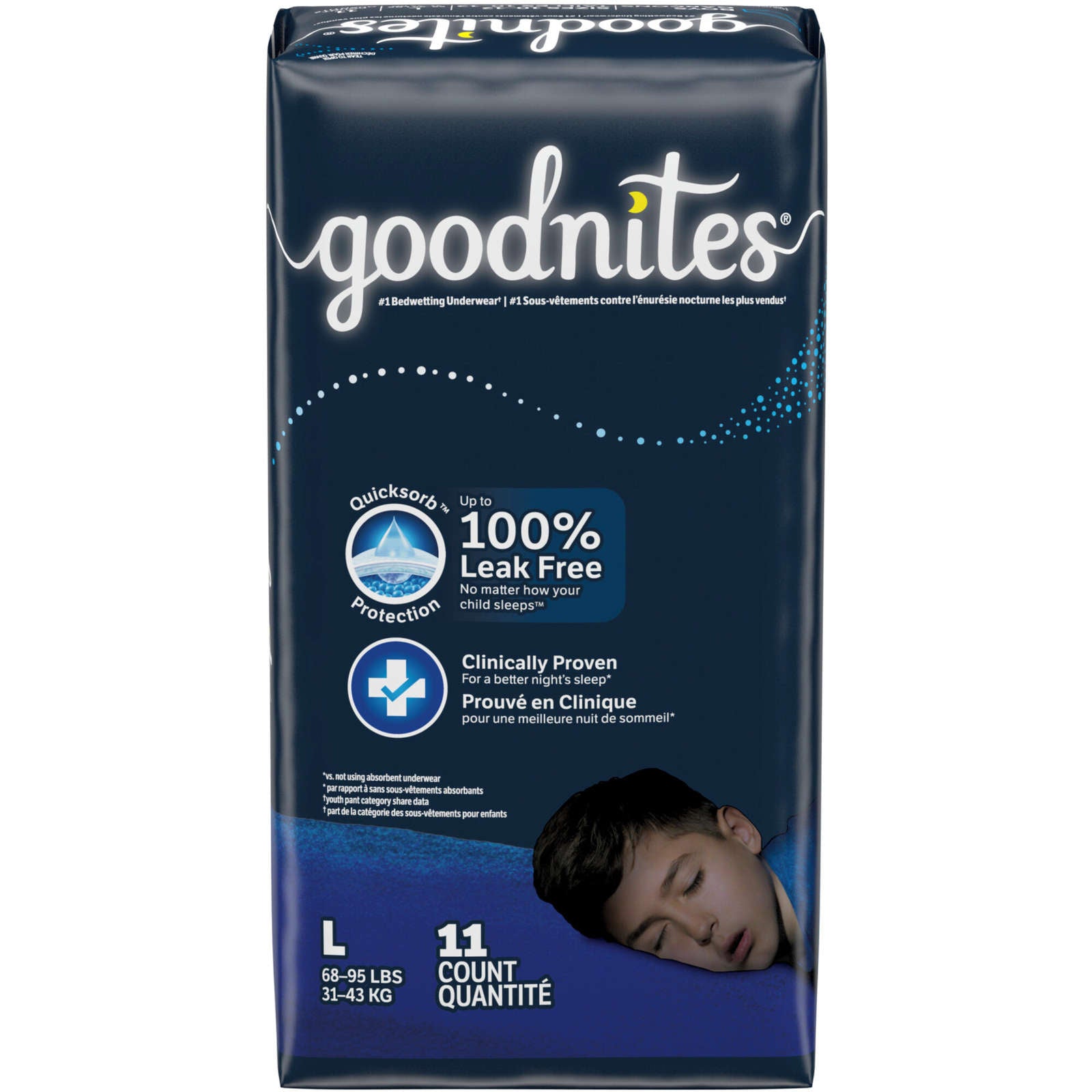 Goodnites Boys' Nighttime Bedwetting Underwear, L (68-95 lb.), 11 Ct