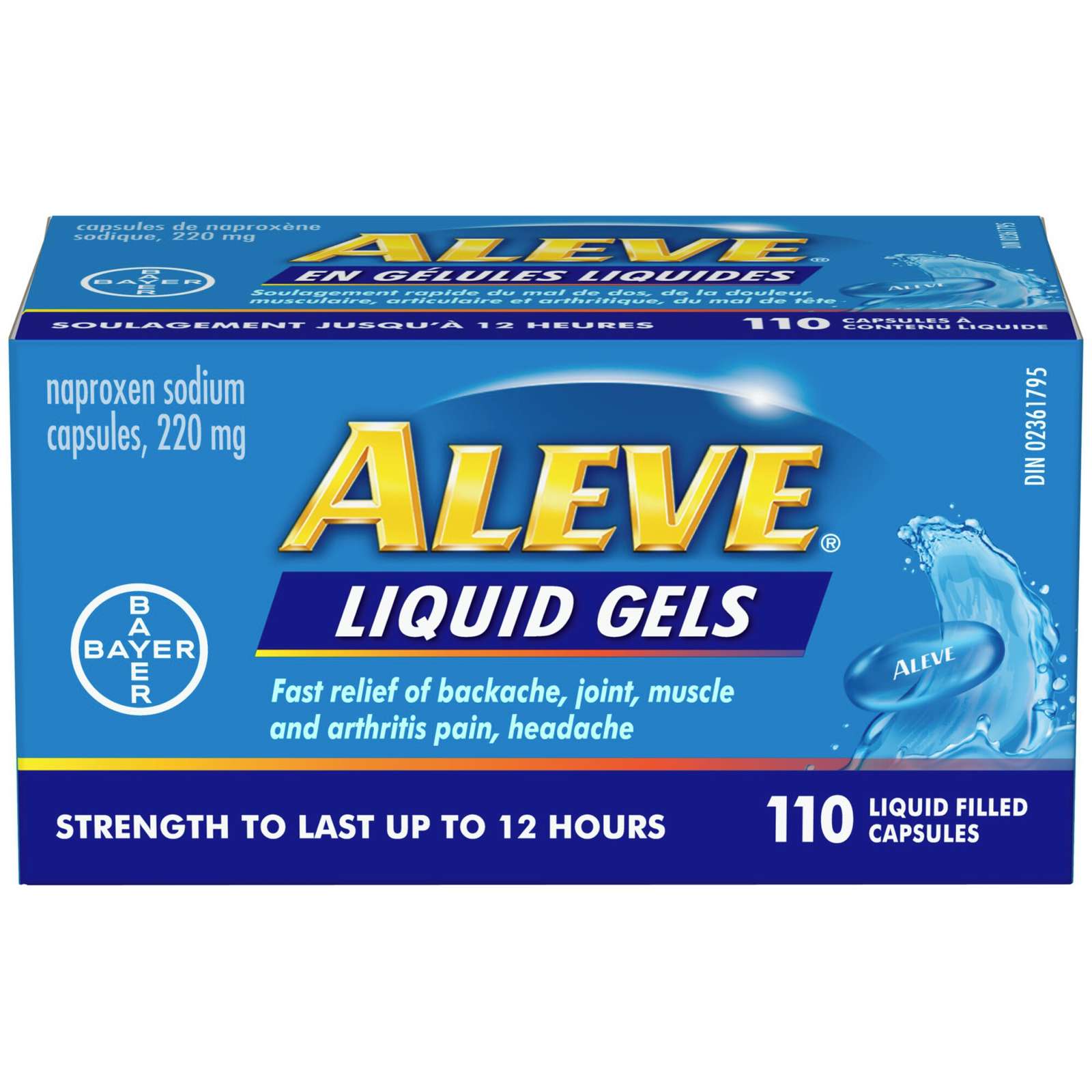 ALEVE Pain Relief Liquid Gels, Strength to Last Up to 12 Hours, Naproxen Sodium 220mg, 110 Liquid Gel Capsules